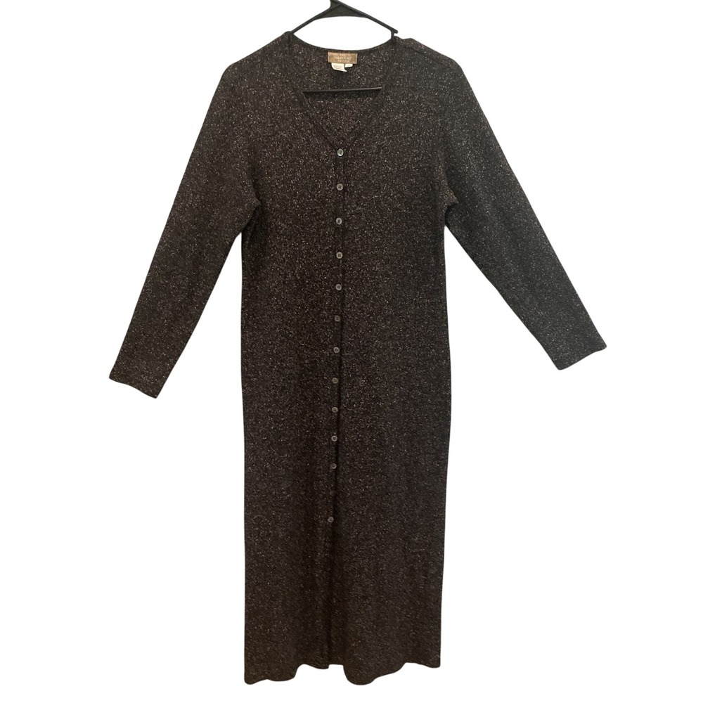 Territory Ahead Wool Silk Button Front Sweater Dress Grunge Duster Cardigan M